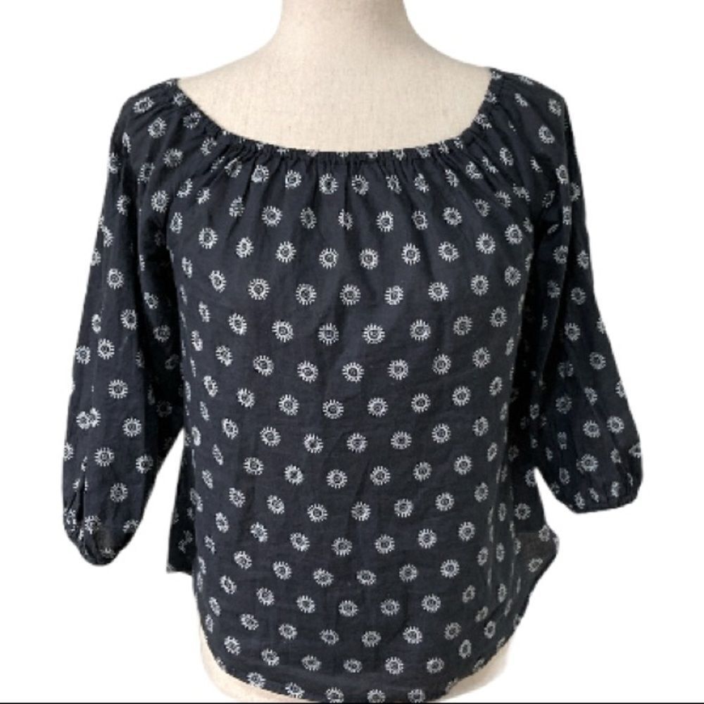 Anthropologie Maeve blue elastic neck top